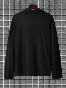 Manfinity Hypemode Men Letter Graphic High Neck Tee - Black - View 2