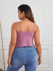 SHEIN Essnce Hơn Chất rắn Cami ngọn - Bụi hồng - Xem 2