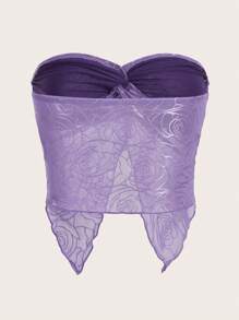 SHEIN ICON Twist Front Lace Tube Top - Purple - View 2