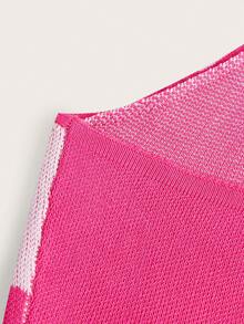 SHEIN EZwear Hai âm Dây Knit ngọn - Màu Hồng Tươi - Xem 4