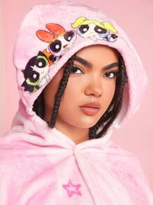 THE POWERPUFF GIRLS X SHEIN 睡衣毯子適用於兒童,粉色的