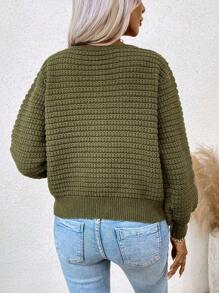 SHEIN LUNE 雙口袋前紐扣開襟衫 - 軍綠色 - 查看 2