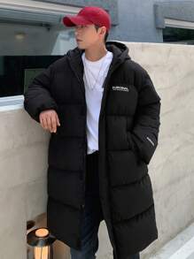 DAZY Manteau matelassé à capuche zippé avec graphique lettrage pour homme, pour l'hiver