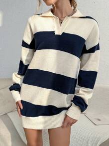 SHEIN Unity Two Tone Drop Shoulder Sweater Dress - Multicolor - View 5