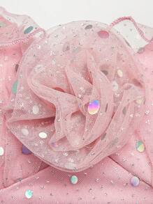 L'Amorae Ruffle 3D Rose Glitter Dot Cami Top - Baby Pink - View 8
