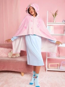 THE POWERPUFF GIRLS X SHEIN 睡衣毯子適用於兒童,粉色的
