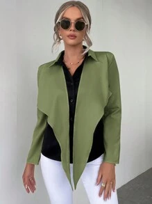 SHEIN Essnce Two Tone Asymmetrical Hem Blouse