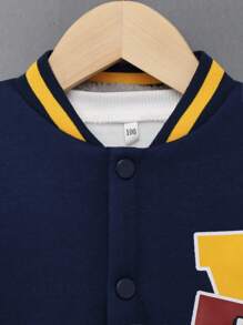 SHEIN Jeune Garçon Veste Universitaire À Lettres À Doublure Thermique (Sans T-Shirt) - Multicolore - Voir 3