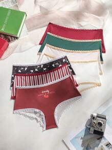 7 gói Đồ họa Chữ cái Trang trí ren Quần nữ - Nhiều màu - Xem 1