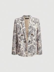 SHEIN MOD Áo khoác  âu phục nữ Nút đôi Hoa Tất cả trên in Giải trí - Nhiều màu - Xem 1