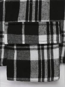 SHEIN Young Boy Solid Tee & Plaid Print Pants & Vest - Black and White - View 5