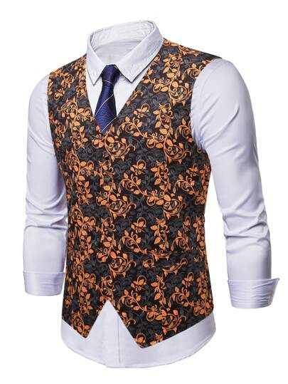 Manfinity AFTRDRK Men Plus 1pc Floral Print Waistcoat