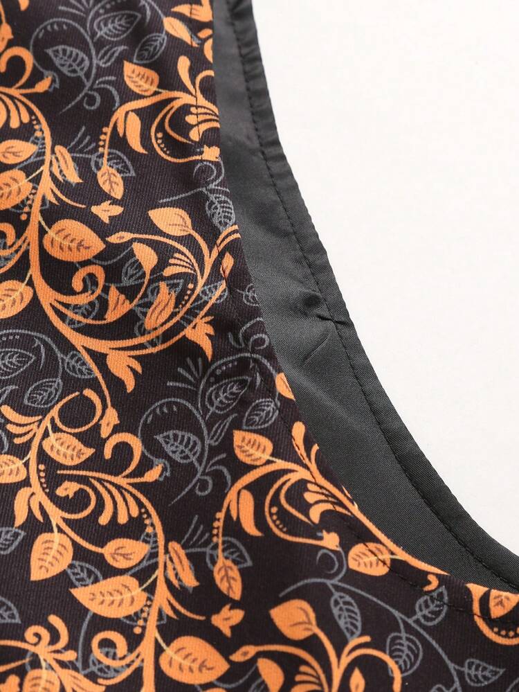 Men Plus 1pc Floral Print Waistcoat