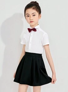 Tween Girl Pleated Skirt - Black - View 4
