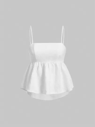 SHEIN MOD 素色荷葉邊吊帶上衣