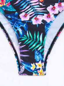 Summer Tropical Print Push Up Bikini Set - Multicolor - View 7