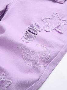 Hombres Jeans ajustados desgarro crudo - Morado - Ver 3