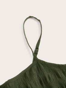 SHEIN EZwear Plus Ruffle Hem Cami Dress - Army Green - View 3