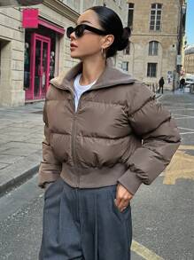 DAZY 拉链羽绒厚外套，冬季女装，冬季女装 - 灰色 - 查看 2