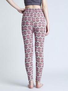 Geo Print Leggings - Red - View 2