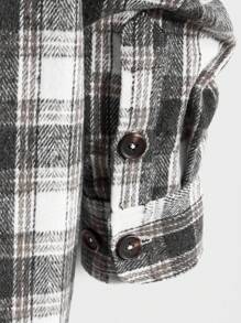 Manfinity VCAY Loose Fit Men's Plaid Printed Drop Shoulder Overcoat
