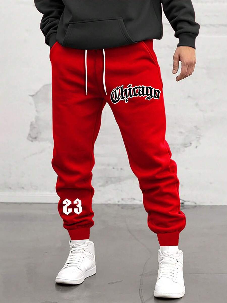 Manfinity Homme Men's Loose Fit Letter Graphic Sweatpants With Drawstring Waist, For Rave