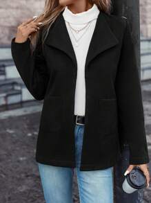 SHEIN LUNE Waterfall Collar Open Front Overcoat