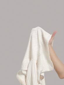 SHEIN EZwear Cổ áo Borg Dây kéo Mùa vụ Sang trọng Khâu Tay áo dài Áo khoác - trắng - Xem 5