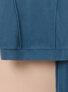 SHEIN 男大童字母貼布加絨內裏連帽衫和運動褲