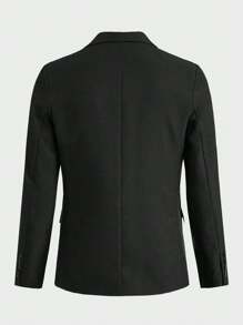 Manfinity VCAY 男士素色單釦西裝外套 - 黑色 - 查看 2