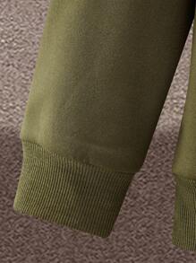 Manfinity Homme Nam Đồ họa Chữ cái Dây rút Áo Hoodie & Quần thể thao - xanh quân đội - Xem 4