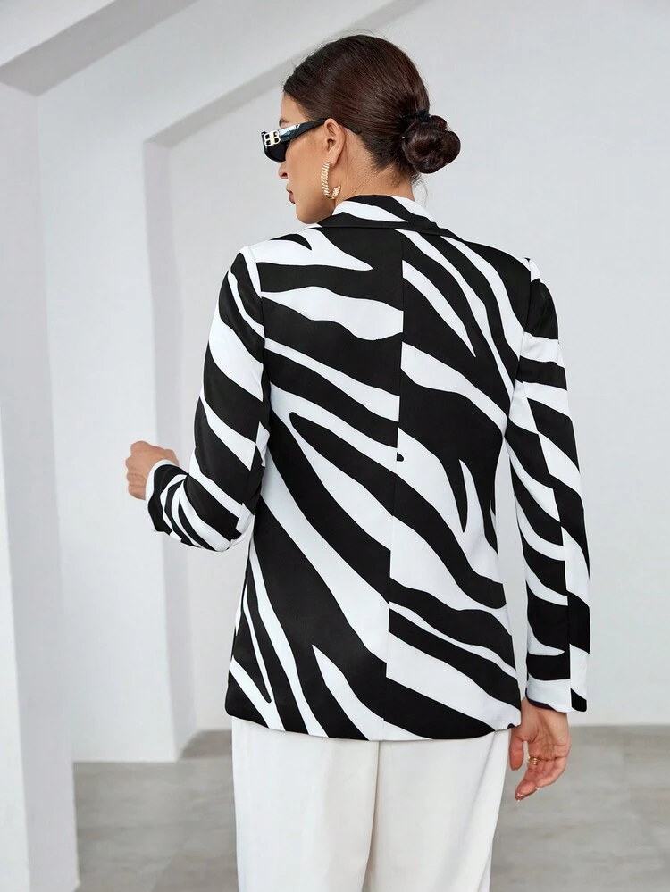 Allover Print Knot Front Blazer