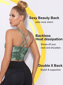 Tie Dye Criss Cross Back Sports Bra - Multicolor - View 2