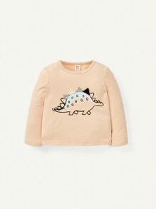 Cozy Pixies Baby Boy Cartoon Dinosaur Pattern Round Neck Top And Striped Printed Elastic Cuff Pants Two-piece Set - Multicolor - View 10