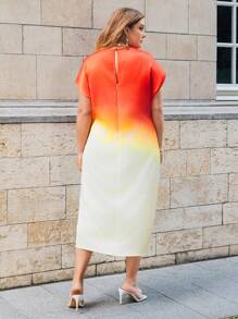 SHEIN Privé 大碼漸層蝙蝠袖洋裝 - 彩色 - 查看 2