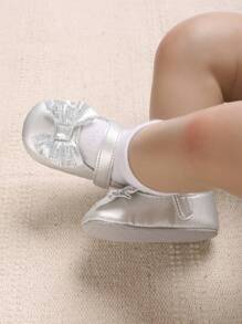0-1Y Baby Girls' Silver Soft Sole Princess Shoes, Autumn/Spring - Silver - View 5