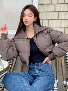 DAZY 拉链羽绒厚外套，冬季女装，冬季女装 - 灰色 - 查看 1