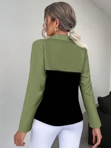 SHEIN Essnce Two Tone Asymmetrical Hem Blouse