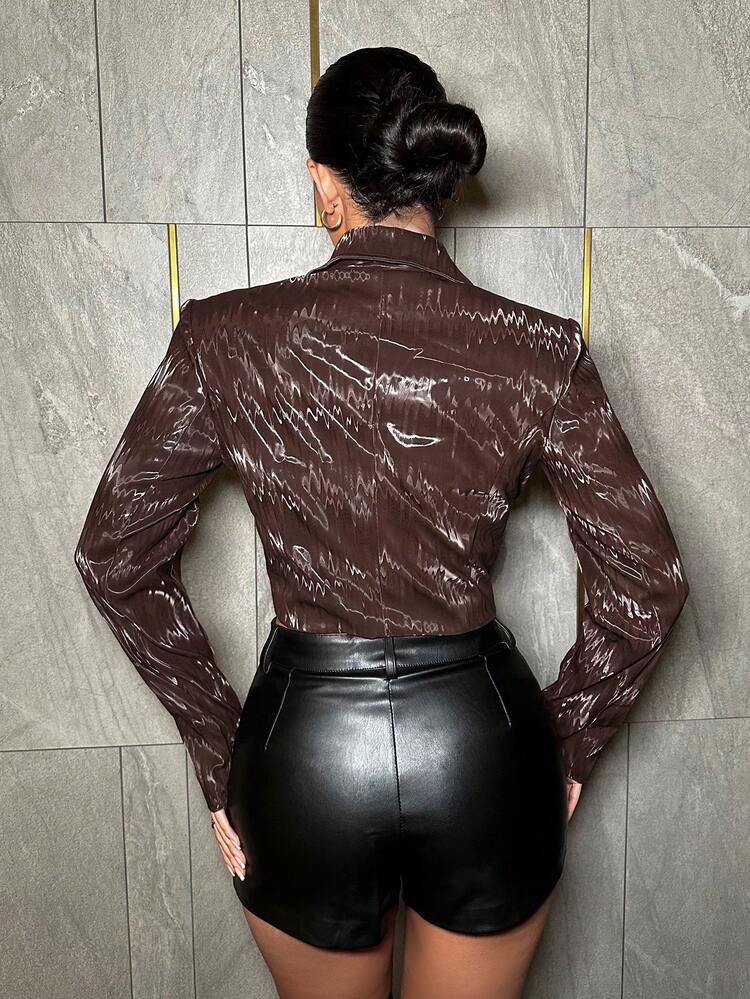 Lapel Neck Buckle Front Crop Blazer New Years Eve Party Sexy