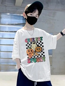 休閒卡通 字母男童（大）T恤 - 白色 - 查看 5
