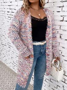 SHEIN LUNE 大码段染落肩开衫 - 彩色 - 查看 1