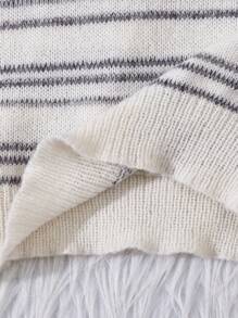 SHEIN Tween Girl Striped Pattern Surplice Neck Drop Shoulder Sweater