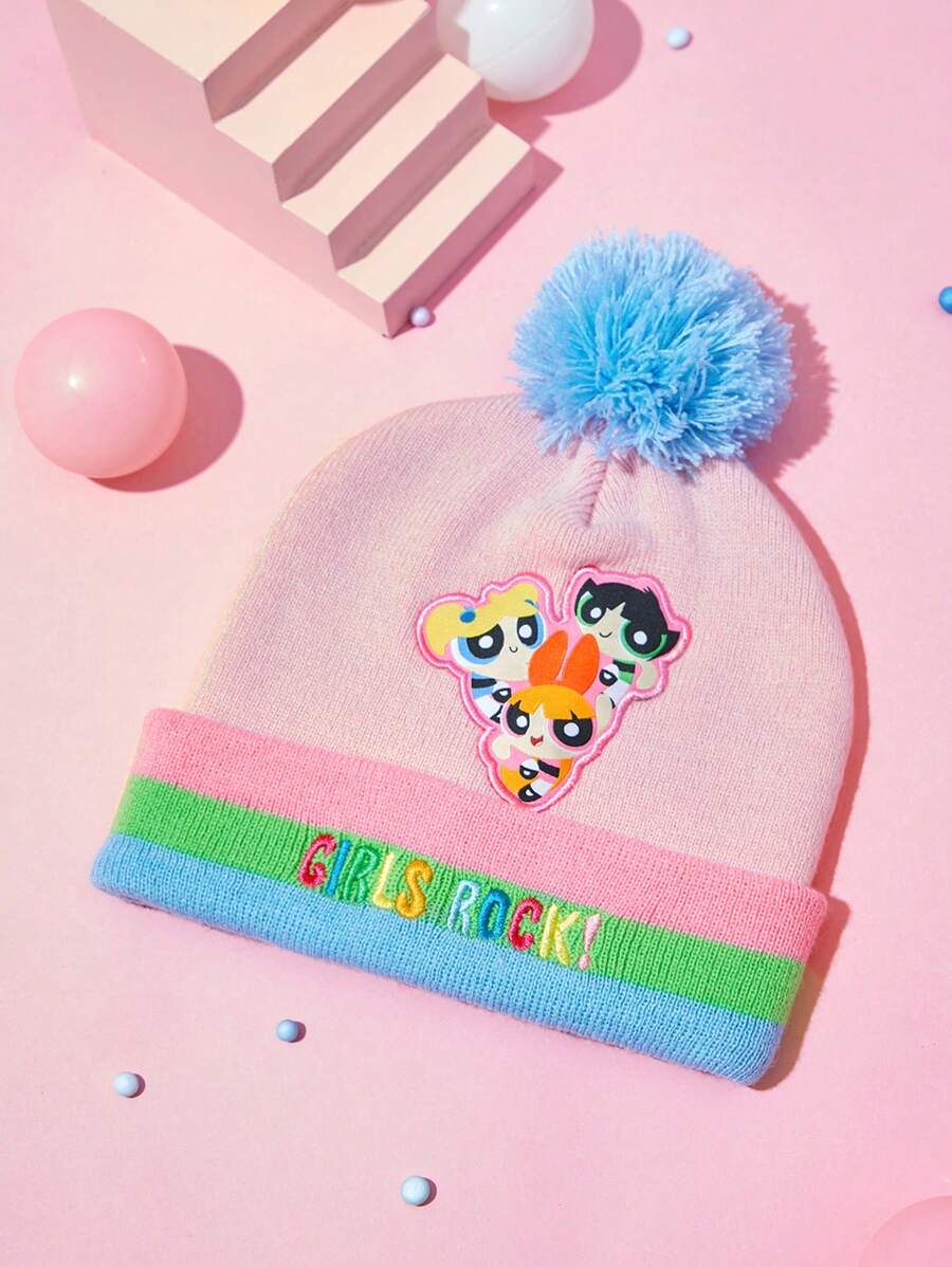 THE POWERPUFF GIRLS X SHEIN Trẻ em In Hoạt hình Mũ Beanies - Nhiều màu - Xem 1