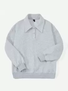 SHEIN EZwear Sunflower & Letter Graphic Drop Shoulder Sweatshirt - Light Grey - View 5