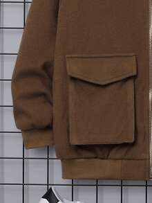 SHEIN Áo khoác ngoài Con Trai - màu nâu - Xem 5