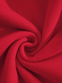 SHEIN Unity 聖誕圖案袋鼠口袋抽繩保暖連帽衫 - 紅色 - 查看 5