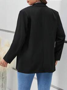 SHEIN Frenchy Plus Lapel Neck Single Breasted Blazer - Black - View 2