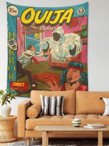 Nacheramosart 1入組字母人像圖案掛毯,休閒可水洗掛毯海報掛飾適用於臥室審美的 - 彩色 - 查看 2