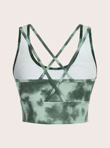 Tie Dye Criss Cross Back Sports Bra - Multicolor - View 4
