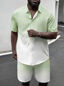 GENTILAND Men Plus Ombre Shirt & Shorts - Multicolor - View 4